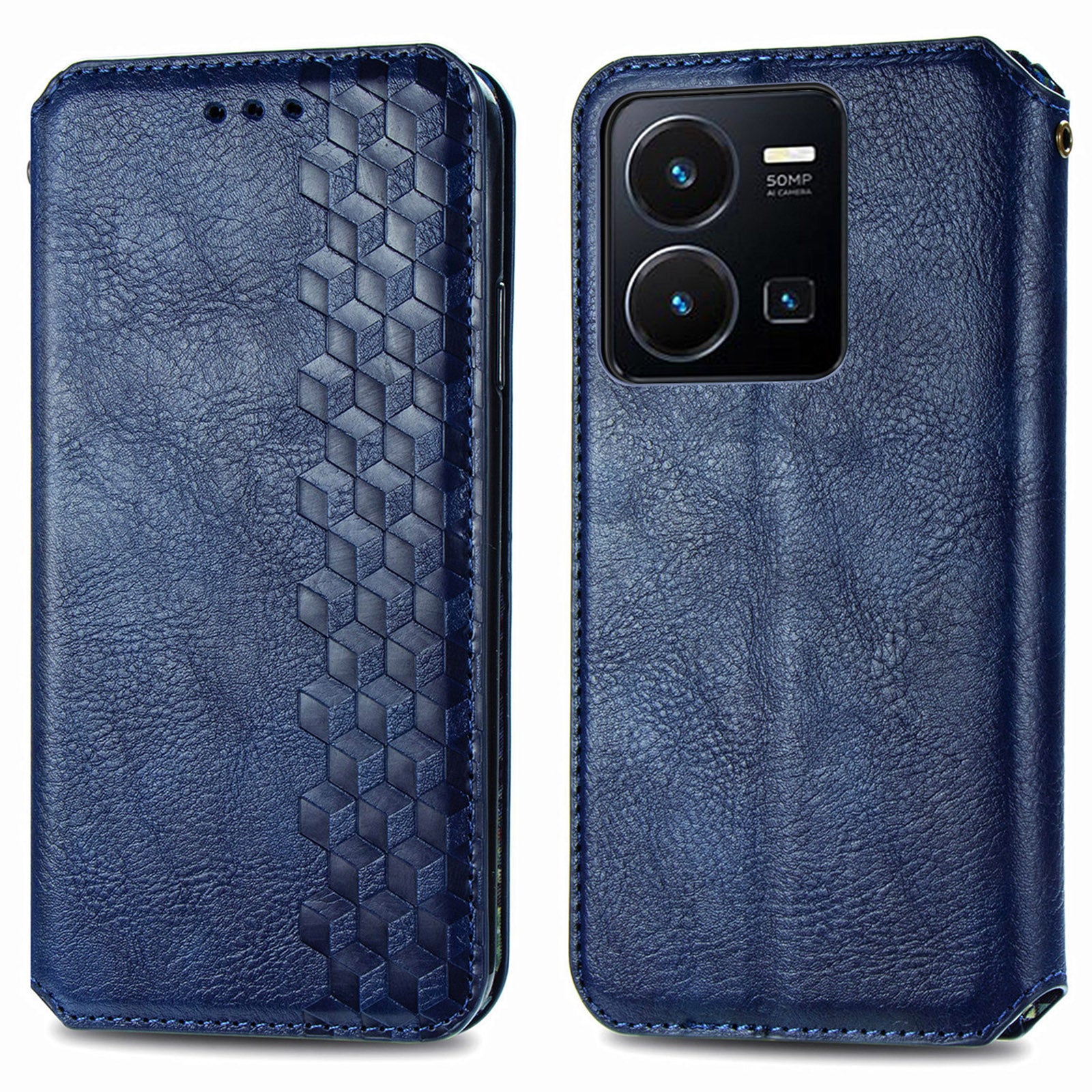 Cell Phone Cover For vivo Y35 4G (2022) Magnetic Imprinted Rhombus PU Leather Phone Case with Stand Wallet Cell Phone Cover For vivo Y35 4G (2022) Magnetic Imprinted Rhombus PU Leather Phone Case with Stand Wallet
